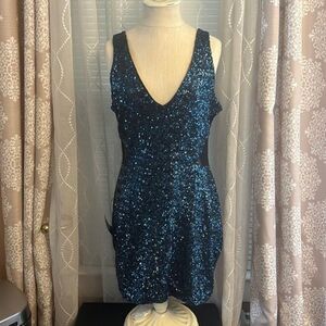 NWT Bebe Blue Sequin Mini Dress – Size Large